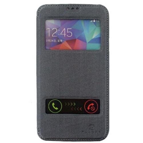 Etui Folio Puloka Magnet Avec Fenetre Pour Samsung Galaxy S5 G900 / I9600 Gris