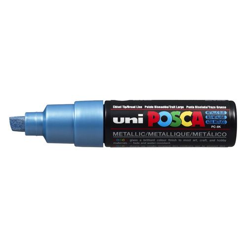 Uni-Ball Lot De 3 Marqueurs Pte Large Biseautée Posca Pc8k 8mm Bleu Métal