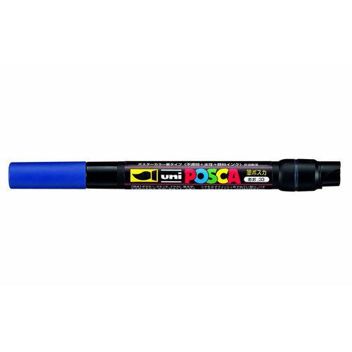 Uni-Ball Lot De 3 Marqueurs Pinceau Posca Pcf350 1-10mm Bleu Foncé