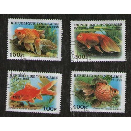 Togo 4 Timbres Poissons Rouges
