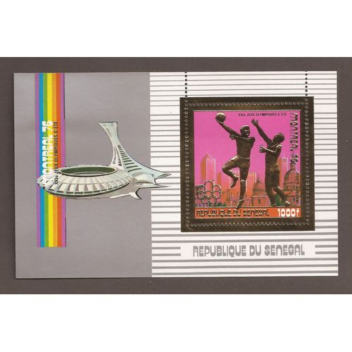 Bloc Feuillet Neuf Timbre Or Sénégal Jeux Olympiques De Montréal 1976