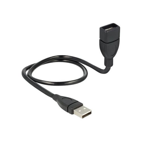 Delock ShapeCable - Rallonge de câble USB - USB (F) pour USB (M) - 50 cm - noir