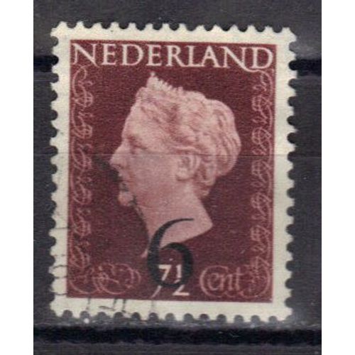 Pays-Bas 1950 : Effigie De La Reine Wilhelmine - Timbre 7 1/2 C. Brun-Rouge Oblitéré Surchargé