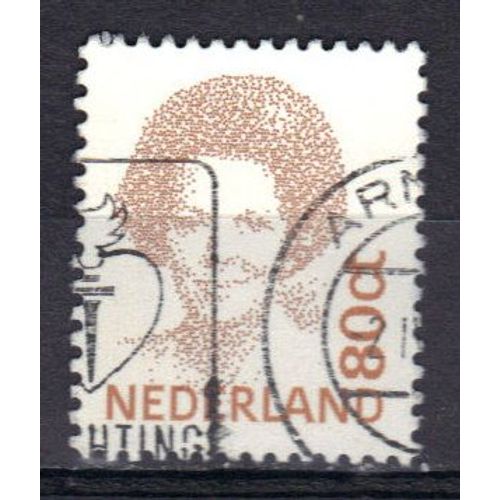 Pays-Bas 1991 : Reine Béatrix - Timbre 80 G. Brun-Jaune Oblitéré