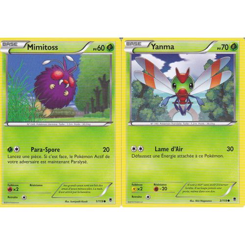 2 Cartes Pokemon - Mimitoss 1/119 + Yanma 3/119 - Vigueur Spectrale -