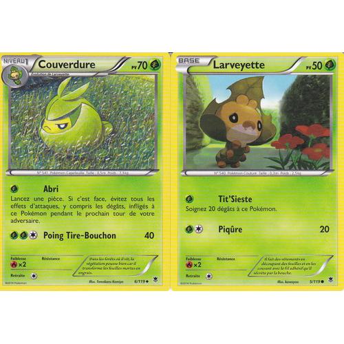 2 Cartes Pokemon - Couverdure 6/119 + Larveyette 5/119 - Vigueur Spectrale -