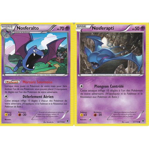 2 Cartes Pokemon - Nosferalto 32/119 + Nosferapti 31/119 - Vigueur Spectrale -