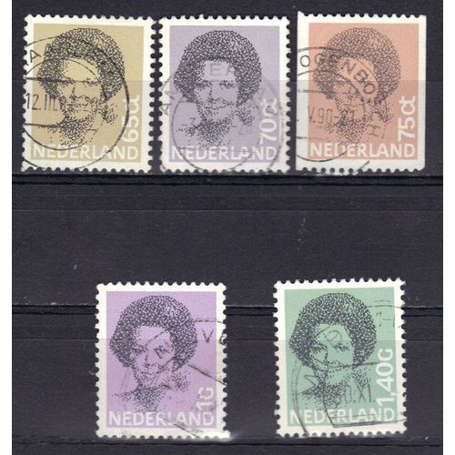 Pays-Bas 1981 : Reine Béatrix (Portrait Par Ordinateur) - Série De 5 Timbres Oblitérés