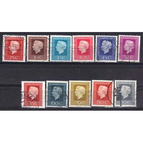 Pays-Bas 1972 : Reine Juliana - Série De 11 Timbres Oblitérés