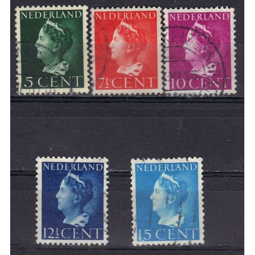Pays-Bas 1940 : Reine Wilhelmine - Série De 5 Timbres Oblitérés