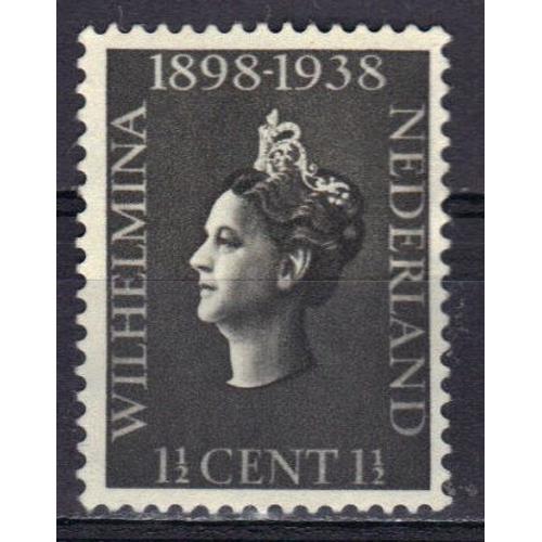 Pays-Bas 1938 : 40è Anniversaire Du Couronnement De La Reine Wilhelmine - Timbre 1 1/2 Noir Neuf **