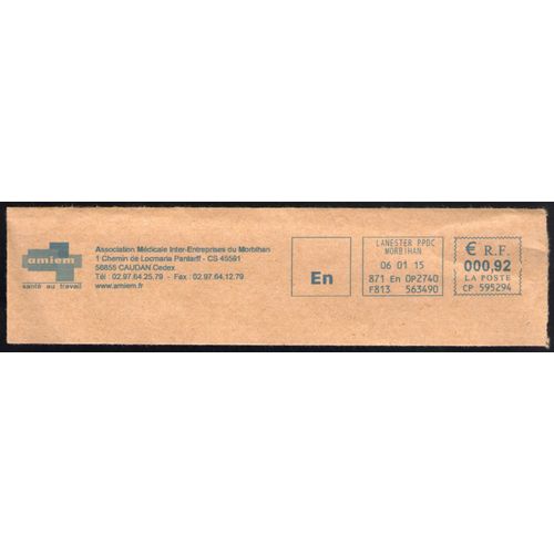 France Ema Empreinte Postmark Amiem Santé Au Travail Morbihan 56855 Caudan