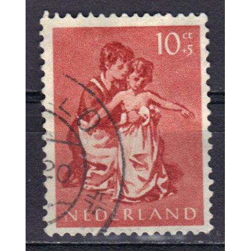 Pays-Bas 1954 : Emis Au Profit Des Oeuvres Pour L'enfance - Timbre 10 C. + 5 C. Rouge-Brun Oblitéré