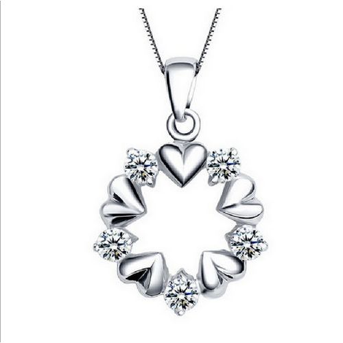 Collier Pendentif Cristal En Or Blanc Plaqué Pour Femme