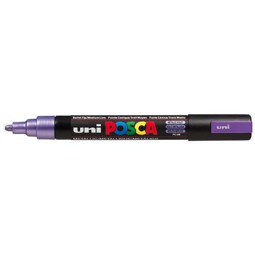 Uni-Ball Lot De 3 Marqueurs Pte Conique Moyenne Posca Pc5m 1,8 - 2,5mm Violet Métal