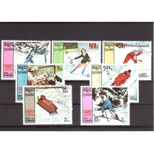 Timbres - Cambodge - 1987 - Jeux Olympiques D'hiver Calgary