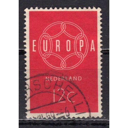 Pays-Bas 1959 : Europa - Timbre 12 C. Rouge Oblitéré