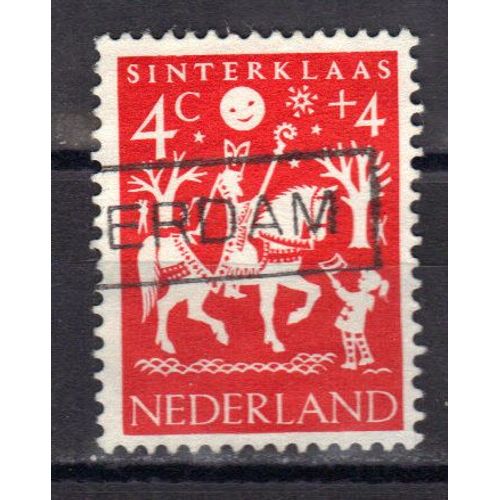 Pays-Bas 1963 : Surtaxe Au Profit De L'enfance Nécessiteuse : Fête De Saint-Nicolas - Timbre 4 C. + 4 C. Rouge Oblitéré