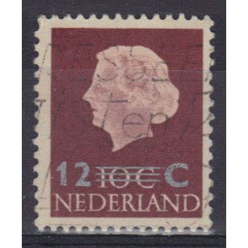 Pays-Bas 1963 : Reine Juliana - Timbre 10 C. Brun Oblitéré Surchargé