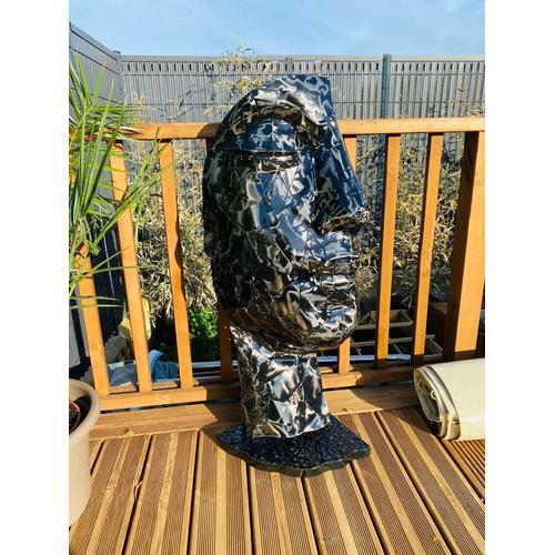 Statue sculpture visage en metaljardin