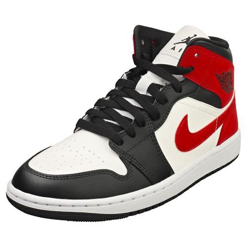Chaussures Nike Air Jordan 1 Mid Baskets Noir Blanc Rouge
