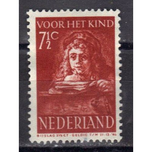 Pays-Bas 1941 : Emis Au Profit Des Oeuvres Pour L'enfance : Titus, Fils De Rembrandt - Timbre 7 1/2 C. Grenat Oblitéré