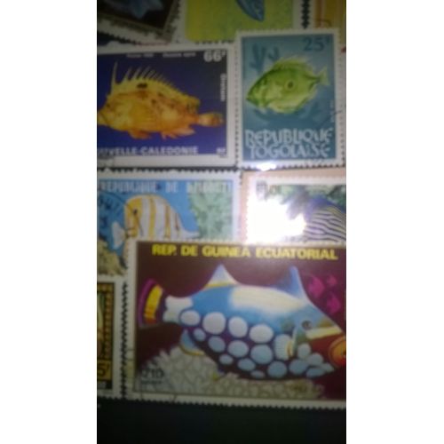 Lot Timbres Poissons Divers Pays