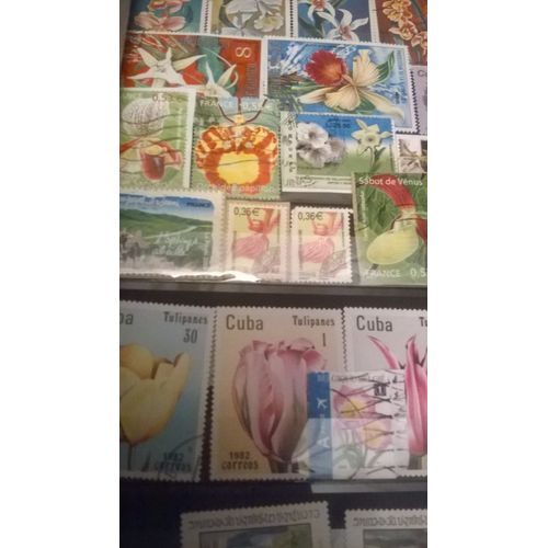 Lot De 10 Timbres Fleurs