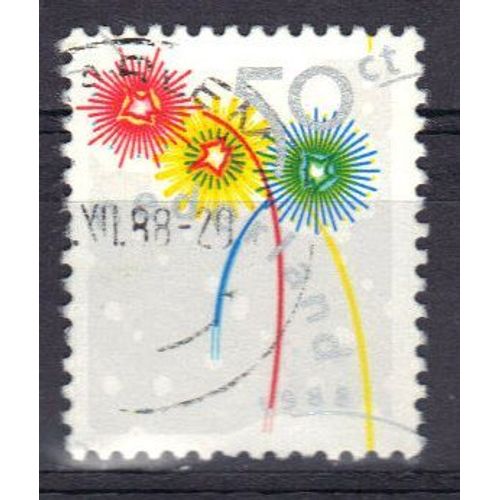 Pays-Bas 1988 : Noël : Feu D'artifice - Timbre 50 C. Multicolore Et Argent Oblitéré