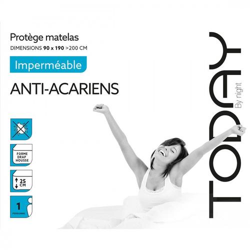 Protège Matelas Imperméable - Anti-Acariens - 90 X 190 Cm - Blanc