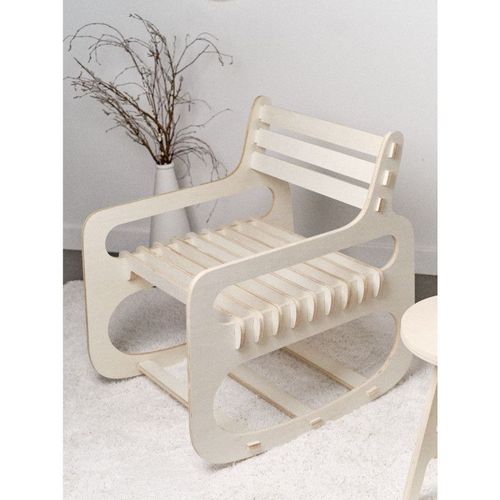 Fauteuil Rocking Chair "Simplicity" En Bois - Beige - L 77 X P 59 X H 77 Cm