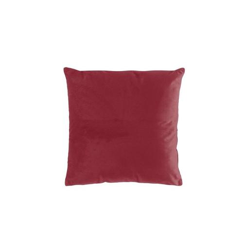 Coussin Déhoussable En Relief Effet Velours Uni Velvetine - Rouge - 40 X 40 Cm