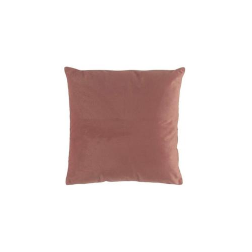 Coussin Déhoussable En Relief Effet Velours Uni Velvetine - Rose - 40 X 40 Cm