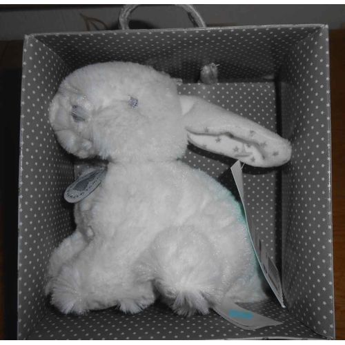 Doudou Lapin Tex Baby Blanc Étoiles Grises Peluche Bébé Naissance Mixte