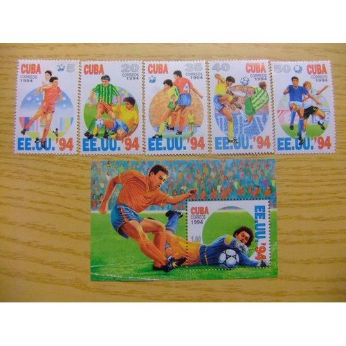 Cuba - 1994 - Coupe Du Monde De Football 1994 Aux Etats-Unis - Yvert & Tellier Nº 3345 / 3350 + Bf 137 ** Mnh