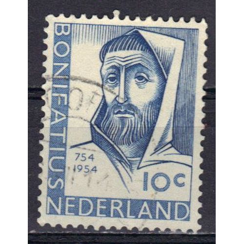 Pays-Bas 1954 : 12è Centenaire Du Martyrs De L'apôtre Boniface - Timbre 10 C. Bleu Oblitéré
