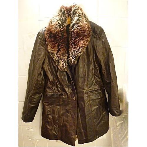 Yessica  Cuir Veste Manteau Couleur Marron Taille 40