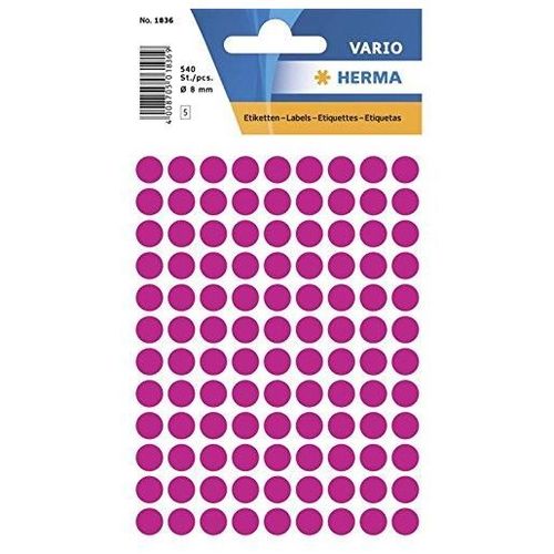 Herma Lot De 10 Etuis De 540 Étiquettes Multi-Usages Diamètre 8 Mm Rose