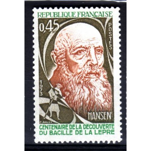 France Timbre 1973 Découverte De La Lèpre Hansen Yt 1767