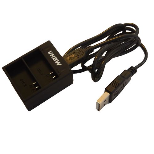Chargeur rapide vhbw avec deux compartiments pour batteries GoPro Hero 3 AHDBT-201, AHDBT-301, AHDBT-302, 1ICP7/26/33-2, 601-00724-00A, ABPAK-001AA