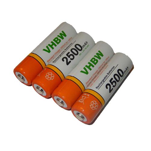 Lot de 4 batteries vhbw AA, Mignon, HR6, LR6 2500mAh pour Logitech G602, G700, G700s, Harmony 600, 650, 700, 350, console V-Tech