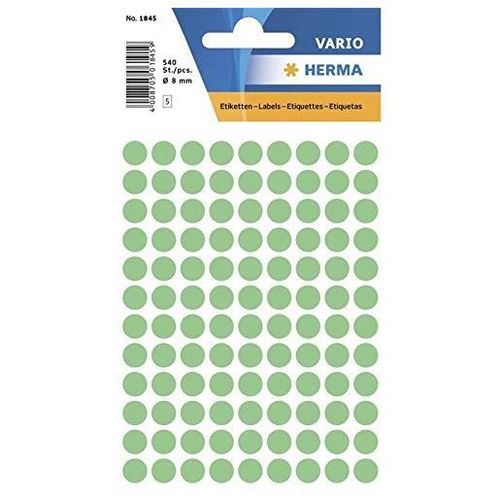 Herma Lot De 10 Etuis De 540 Étiquettes Multi-Usages Diamètre 8 Mm Vert