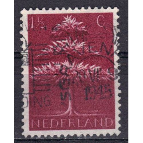 Pays-Bas 1943 : Série Des Symboles : Arbre De Vie - Timbre 1 1/2 C. Lie-De-Vin Oblitéré