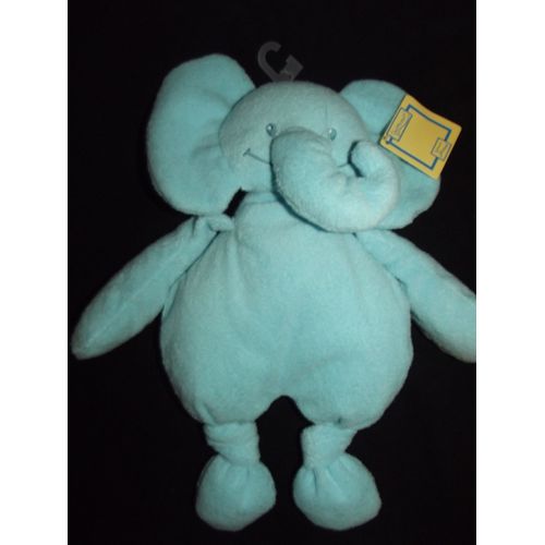 Doudou  Éléphant Prémaman Orchestra Bleu Turquoise Plush Comforter Soft Toy Peluche Papier Froissé 33 Cm