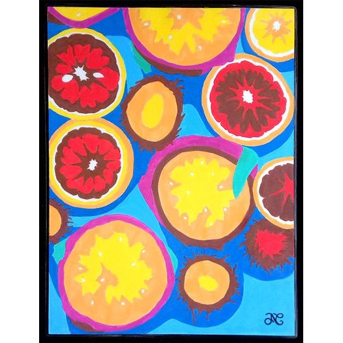 Peinture Coloriage Mystère Terminée Fruits Tropicaux Exotique Pop Art Acrylique