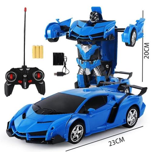 1023 Bleu - Jouet de dformation tlcommand en un clic, Voiture aste, Modle de robot, 1:18