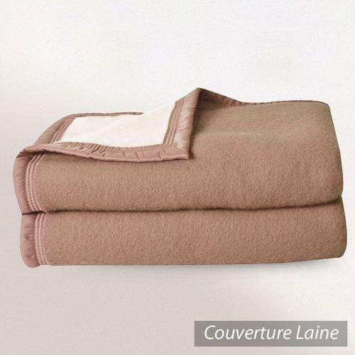 Couverture Pure Laine Vierge Woolmark 500g/M² Volta 240x260 Cm Marron Chamois