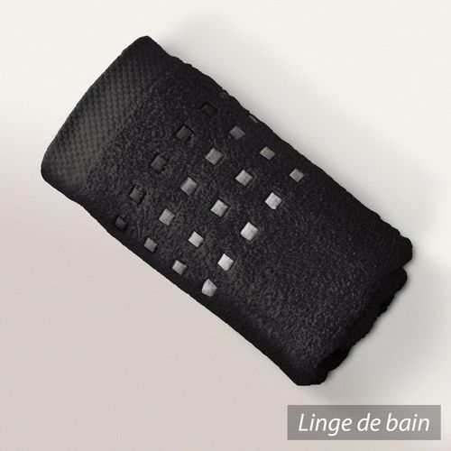 Drap De Douche 70x140 Cm Pure Squares Noir 550 G/M2