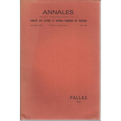 Annales Nouvelle Série Tome Iii.  Fascicule 3 - Pallas Xiv