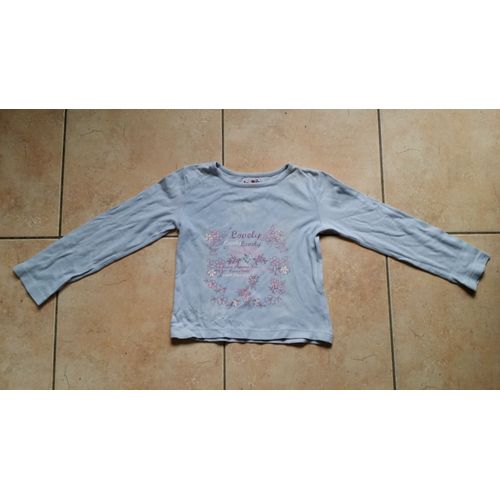 T-Shirt Vanille Fraise À Manche Longue Bleu Clair Fille De 8 Ans